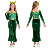 Kinder Mädchen Shrek Prinzessin Fiona Cosplay Kostüm Halloween Karneval Kleid